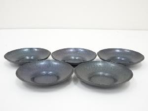 長寿堂造　銅槌目茶托5客